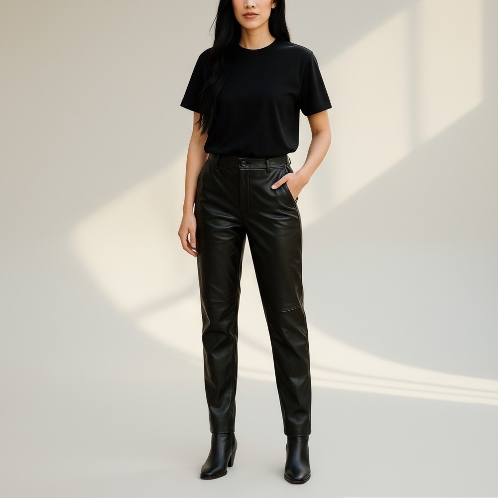 Chocolate Brown Faux Leather Pants | Size Large | NWOT - Picture 8 of 10